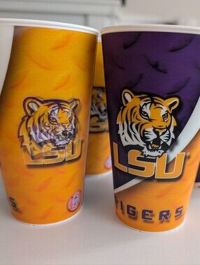 Holographic LSU Tigers Reusable Plastic Cup - Purple and Gold Set Of Four